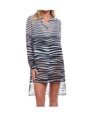 Gottex High Low Cover Up Beach Blouse - Blue