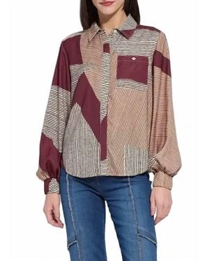 Lyssé Anish Elastic Cuff Shirt Blouse - Red