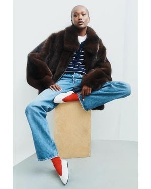 Maeve Rae Faux Fur Cropped Jacket - Blue