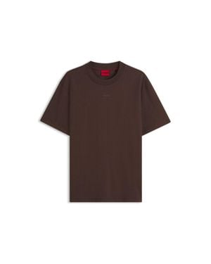 HUGO Relaxed-Fit T-Shirt With Centered Logo Detail - Brown
