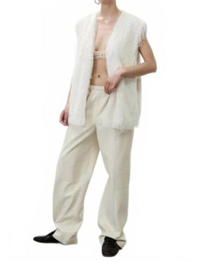 Alysi Fringe V Neck Vest - White