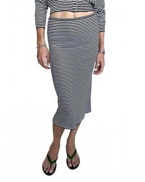 Ciao Lucia Faye Sheer Knit Midi Skirt - Gray