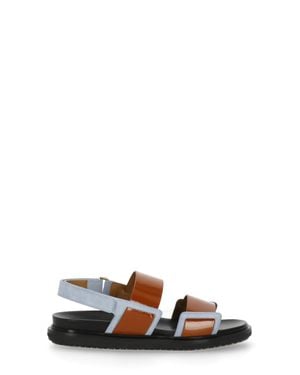 Marni Leather Sandals With Contrasting Color Accents - White