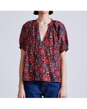 Apiece Apart Lumina Pullover Blouse - Red