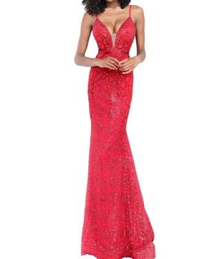 Jovani Embroidered Floral Appliqued Gown