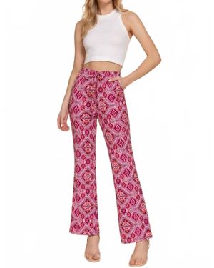 Active Basic Stretch Print Straight Long Pants - Red