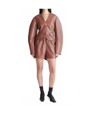 Nanushka Aniela Okobor Alt-Leather Shorts - Red