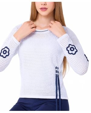 French Kyss Handmade Flower Tie Top - White