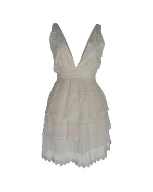 LoveShackFancy Tiered Lace Mini Dress - Gray