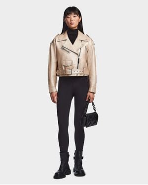 Rudsak Maggie Cropped Leather Biker Jacket - White