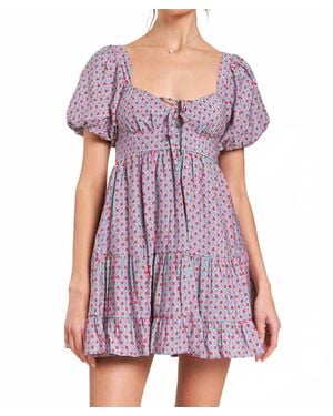 In The Beginning Puff Sleeve Mini Dress - Purple
