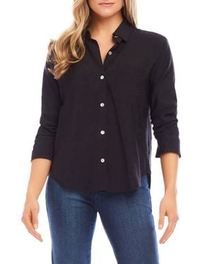 Karen Kane Ruched Sleeve Shirt - Blue