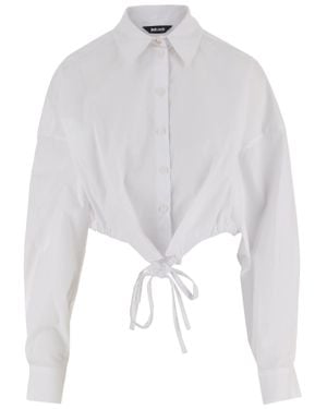 Just Cavalli Cropped Cotton Shirt With Classic Collar And Adjustable Cuffs - White