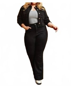 Judy Blue High Waist Tummy Control Cut Hem Flare - Black