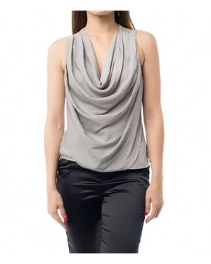 Naked Zebra Sleeveless Draped Front Top - Gray