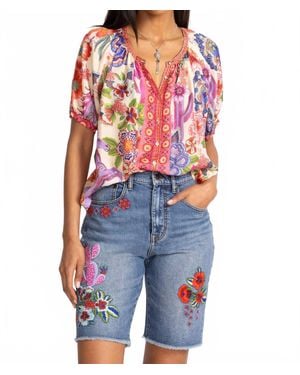 Johnny Was Avah Button Down Shirt - Blue