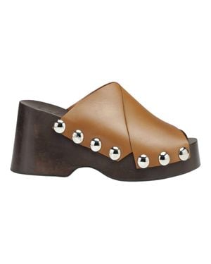 Ganni Wedge Clogs - Brown