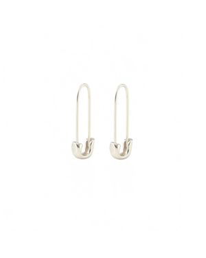 Kris Nations Safety Pin Hoop Earrings - White