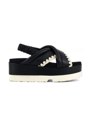Mou Japanese Criss-Cross Platform Sandals - Blue