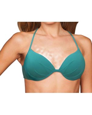 Zalia Peacock Underwire Halter Tie Back Bikini Top - Green