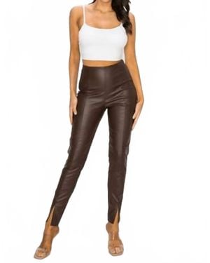 Canvas Apparel Pleather Skinny Pants - Brown