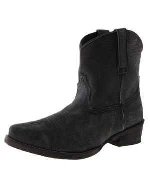 Roper Dusty Leather Pull On Cowboy, Western Boots - Black