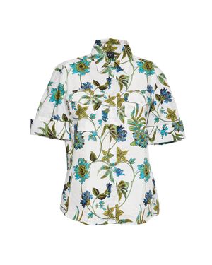Fay Floral Printed Poplin Casual Shirt - Green