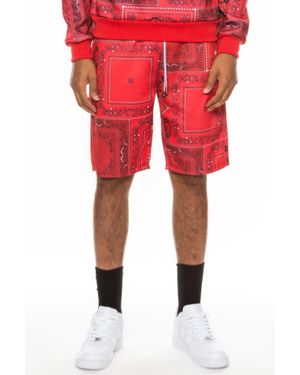 TRUEDAMES Paisley Bandana Print Shorts - Red