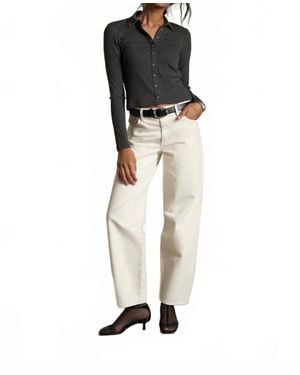 PERFECTWHITETEE Amee Rib Long Sleeve Polo - Black