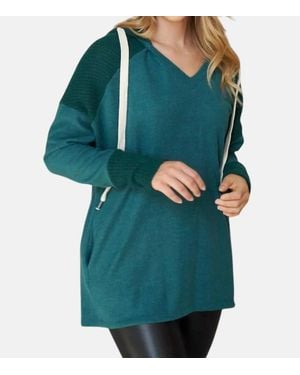 White Birch Two Tone Fuzzy Hoodie - Green