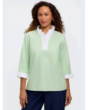 Foxcroft Tammy Popover Top - Green