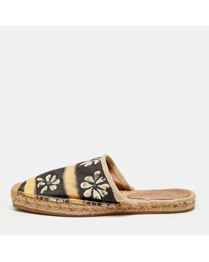 Marni Floral Print Canvas Espadrille Flats - Natural