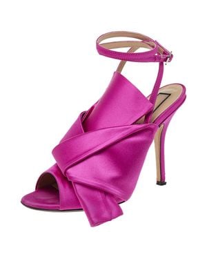 N°21 N21 Satin Raso Knot Ankle Wrap Sandals - Pink
