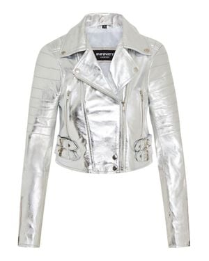 Infinity Leather Brando Cropped Leather Jacket-Longtown - White