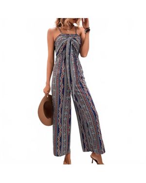 The Moment Collection Boho Halter Wide Leg Jumpsuit - Purple