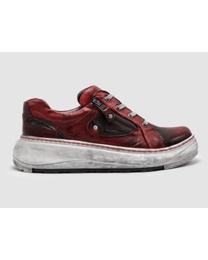 KCR Group Retro Zip-Up Leather Shoes - Red