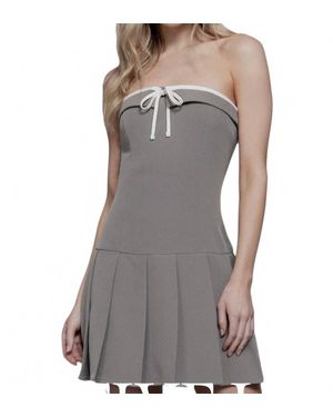 Active Basic Ribon Detail Pleated Tube Dress - Gray