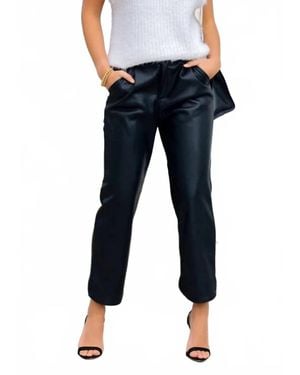 Bishop + Young Pleat Crop Vegan Leather Pant - Blue