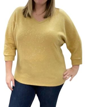 Honeyme 3/4 Sleeve Dolman Sparkly Sweater - Natural