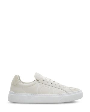 Ferragamo Smooth Leather Low-Top Sneakers With Minimalist Design - White