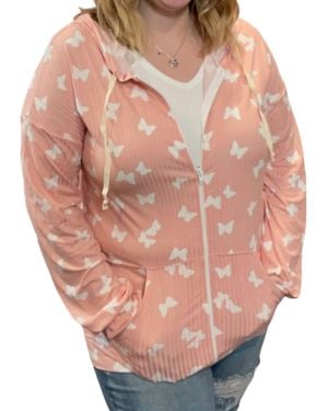 Blumin Butterfly Spring With Pockets Hoodie - Pink