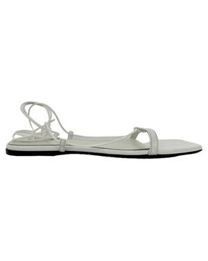 TOTEME Lace Up Leather Sandals - White