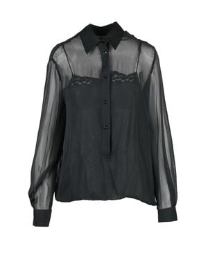 Semicouture Silk-Blend Sheer Voile Blouse - Black