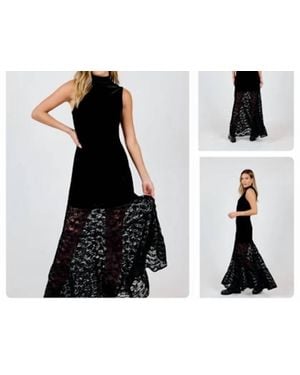 Sadie & Sage Velvet Lace Contrast Maxi Dress - Black