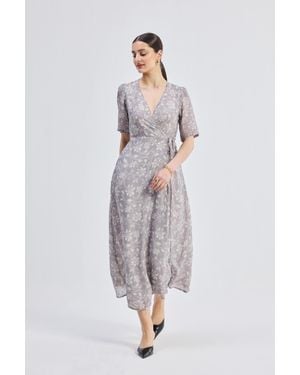 REISTOR Maxi Wrap Floral Dress - Purple
