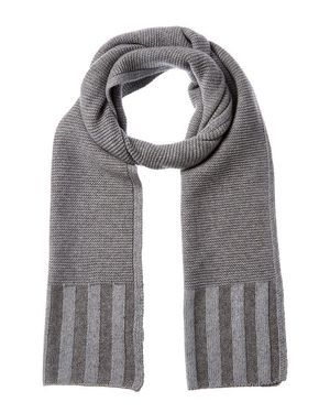 Forte Plaited Garter Rib Trim Cashmere Scarf - Gray