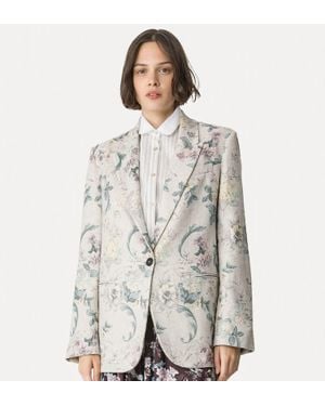 forte_forte Linen Blend Hopsack Jacket "Peonia My Love" - Gray