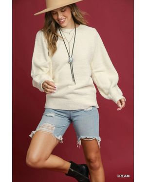 TRUEDAMES Textured Long Sleeve Sweater With Ribbed Trim