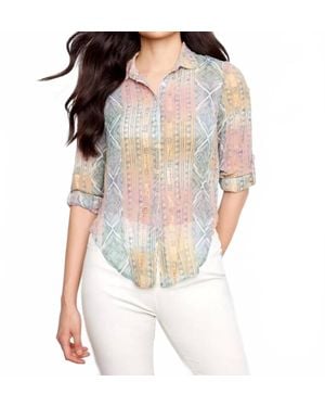 Charlie b Printed Foil Blouse - White