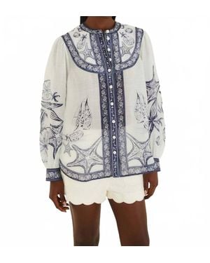 FARM Rio Coast Scarf Long Sleeve Blouse - Gray